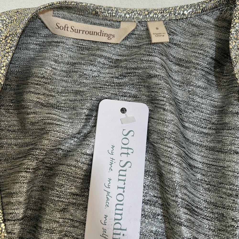 SOFT SURROUNDING  STELLA TOP WOMEN SIZE S LONG SLEEVES NEUTRAL FOIL NEW - Picture 8 of 12